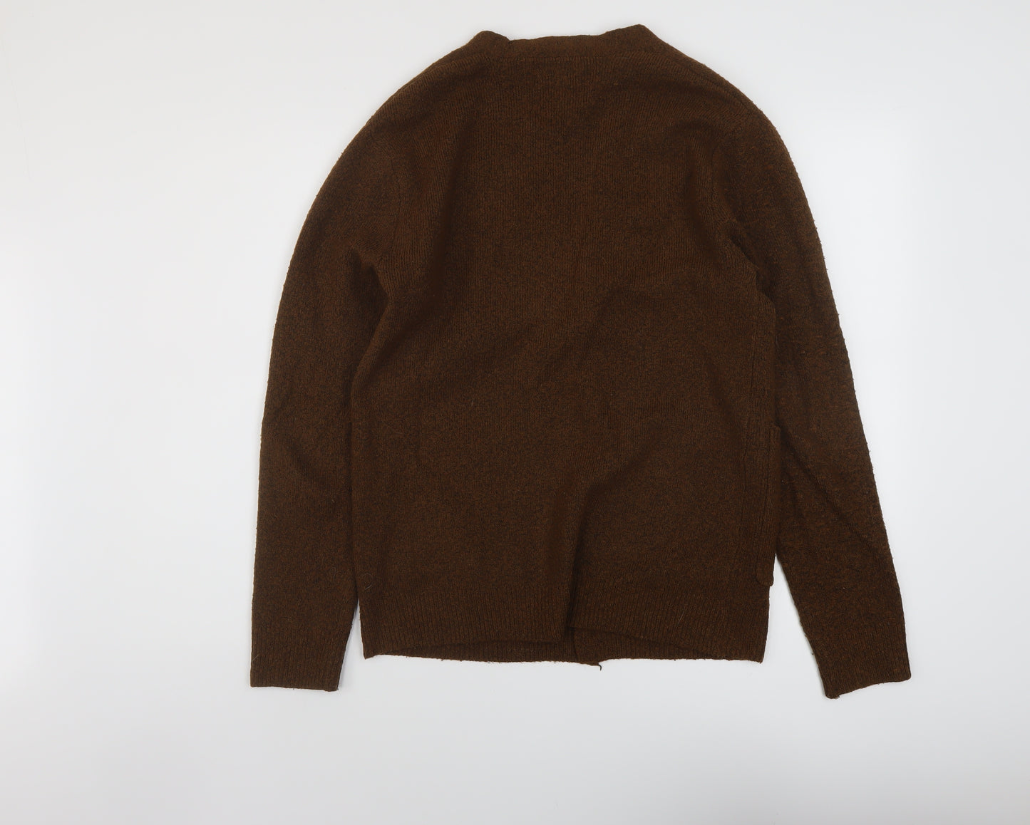 Pull&Bear Womens Brown V-Neck Acrylic Cardigan Jumper Size S