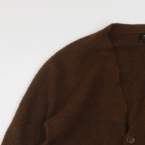 Pull&Bear Womens Brown V-Neck Acrylic Cardigan Jumper Size S
