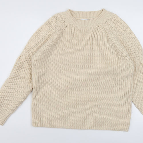Very Womens Beige Crew Neck Acrylic Pullover Jumper Size 10