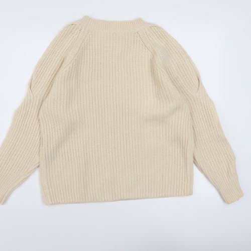 Very Womens Beige Crew Neck Acrylic Pullover Jumper Size 10