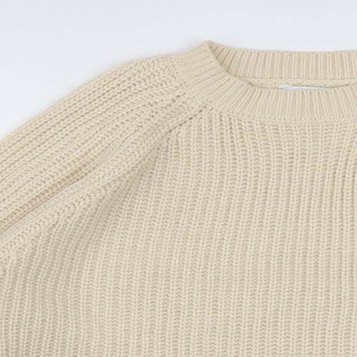 Very Womens Beige Crew Neck Acrylic Pullover Jumper Size 10