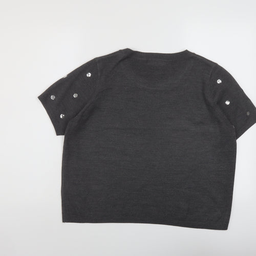Marks and Spencer Womens Grey Round Neck Polka Dot Acrylic Pullover Jumper Size 16