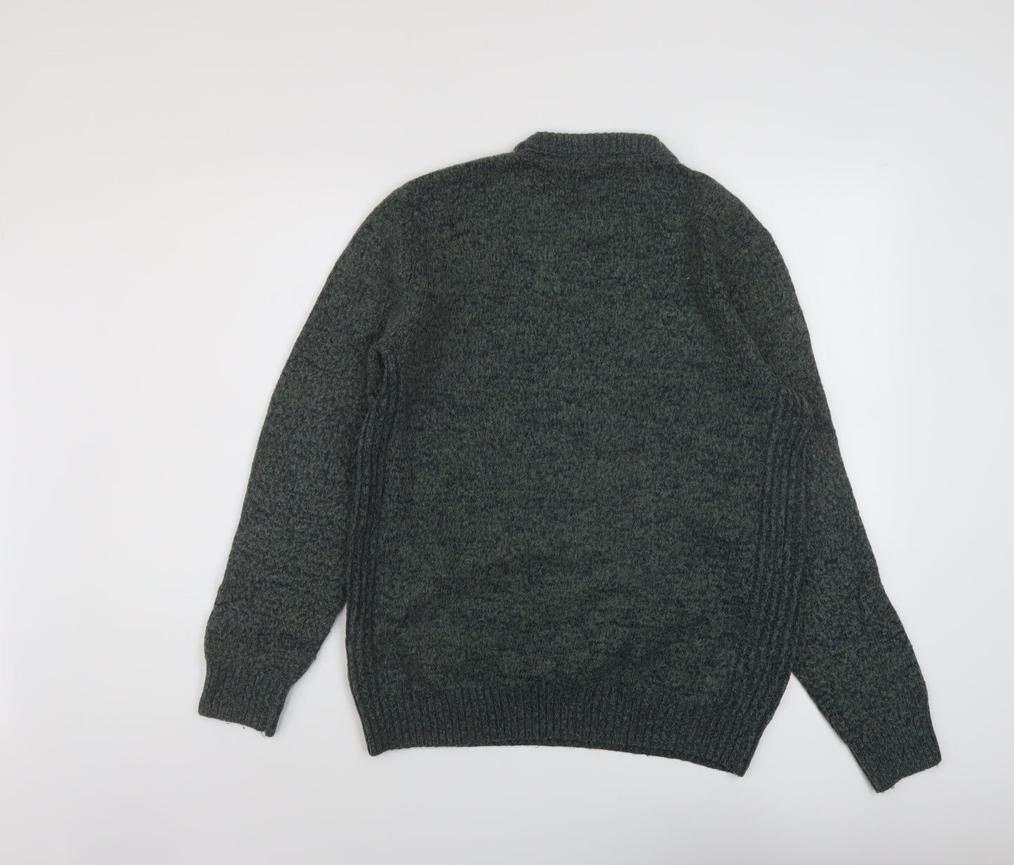 Fat Face Mens Green Crew Neck Acrylic Pullover Jumper Size M Long Sleeve
