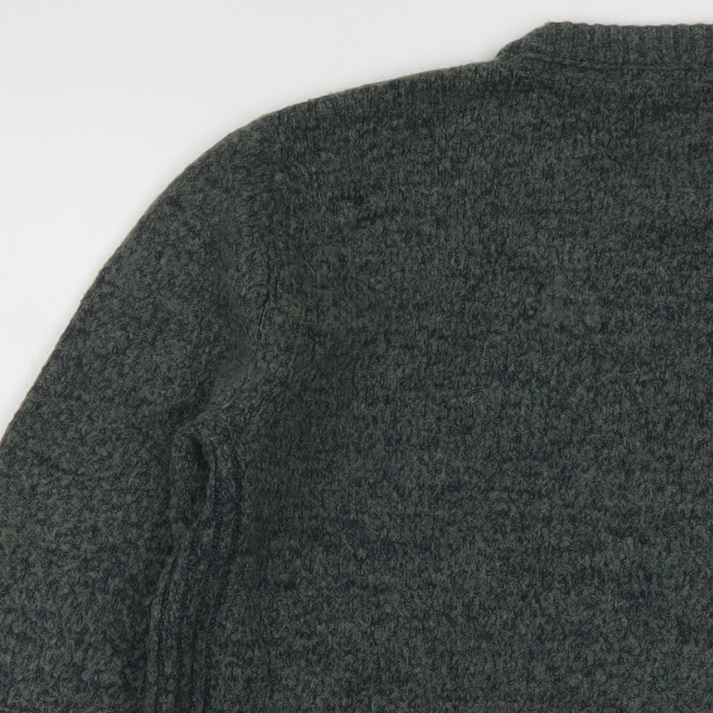 Fat Face Mens Green Crew Neck Acrylic Pullover Jumper Size M Long Sleeve