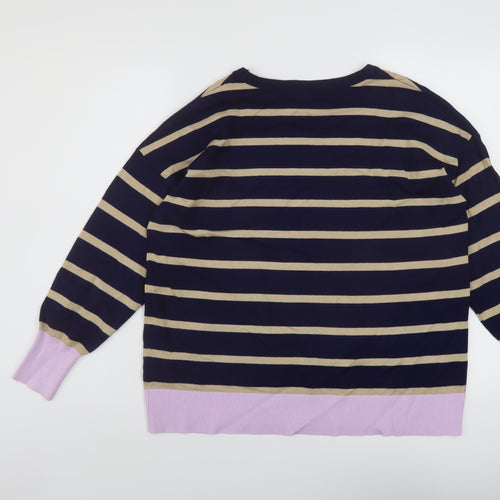 Bonmarché Womens Multicoloured Round Neck Striped Viscose Pullover Jumper Size 14