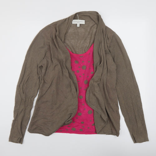Edina Ronay Womens Brown Round Neck Linen Pullover Jumper Size 14