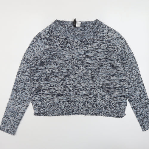 H&M Womens Blue Round Neck Acrylic Pullover Jumper Size S