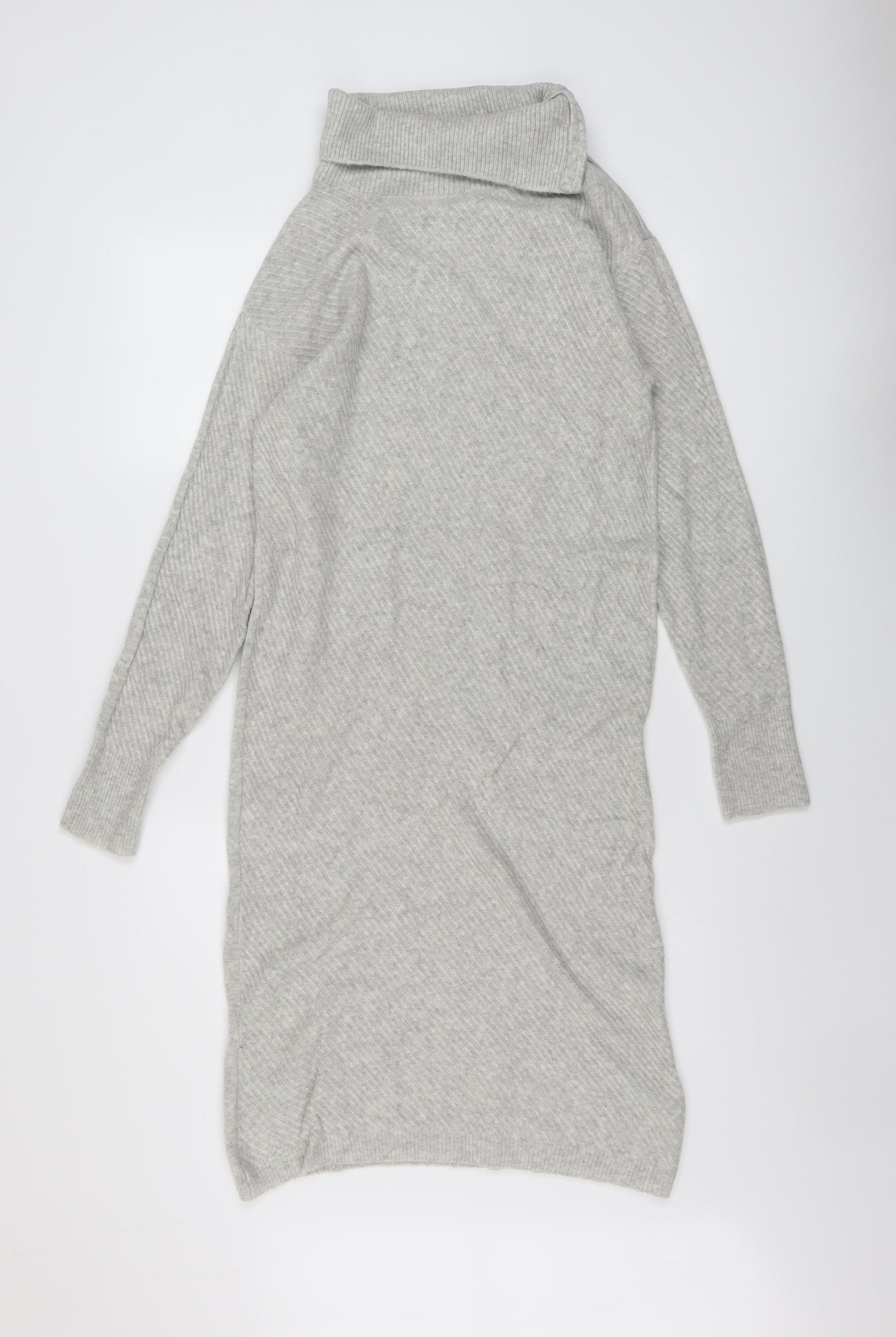 Monsoon Womens Grey Acrylic Jumper Dress Size S Roll Neck Pullover