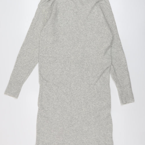 Monsoon Womens Grey Acrylic Jumper Dress Size S Roll Neck Pullover
