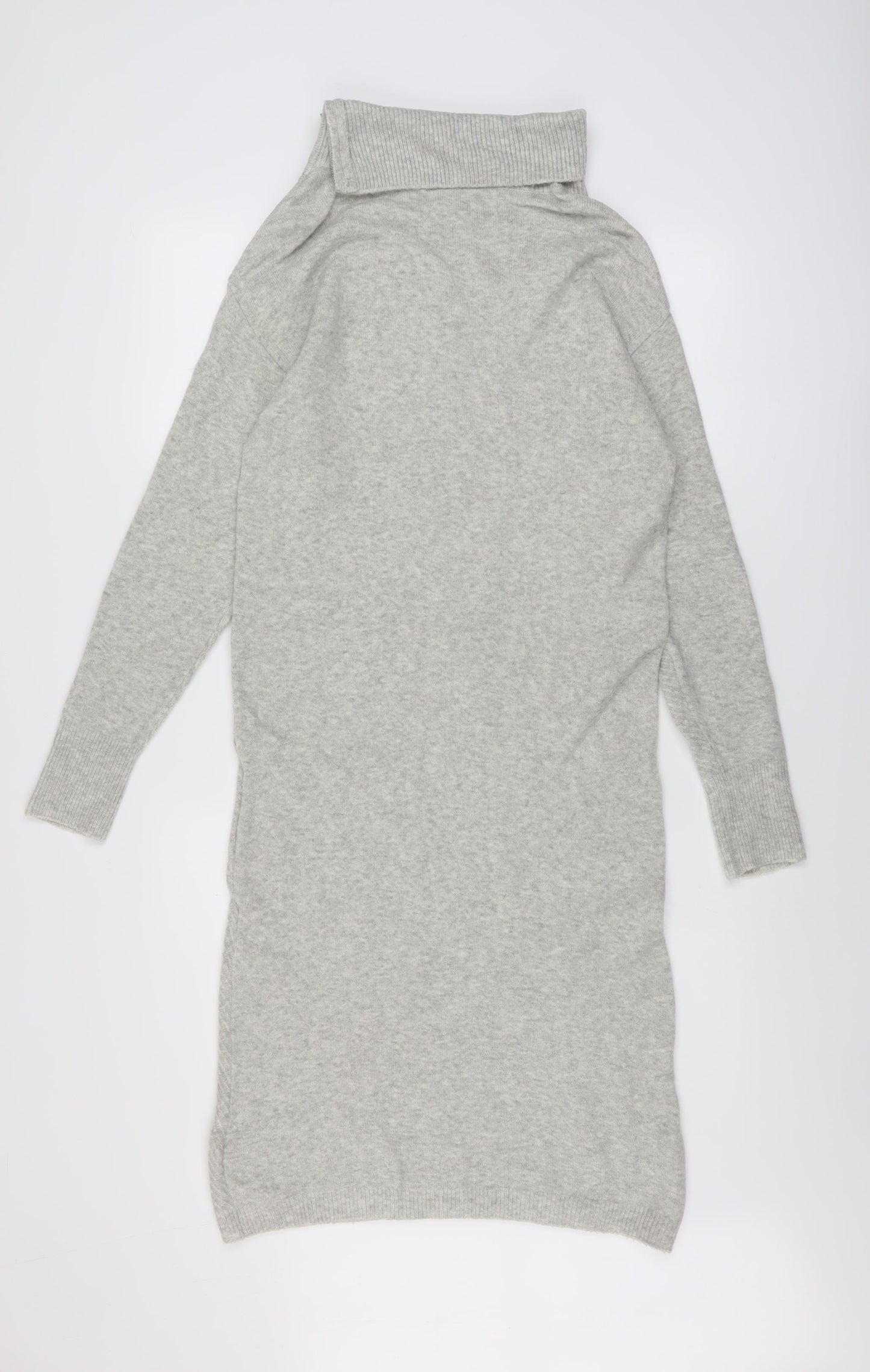 Monsoon Womens Grey Acrylic Jumper Dress Size S Roll Neck Pullover