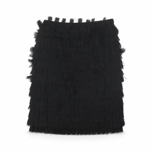 Front view of Zara women’s grey polyester a-line skirt, size M