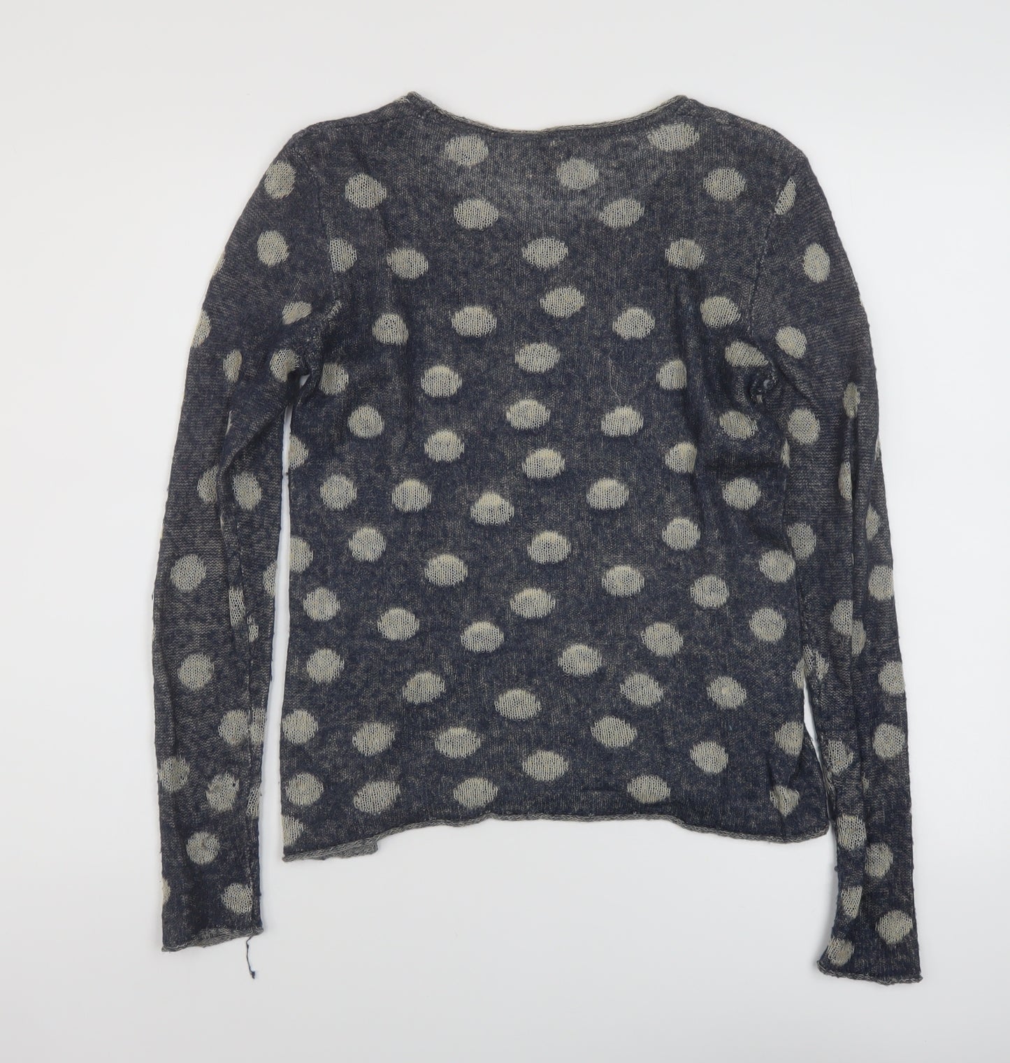 White Stuff Womens Blue Round Neck Polka Dot Acrylic Pullover Jumper Size 10