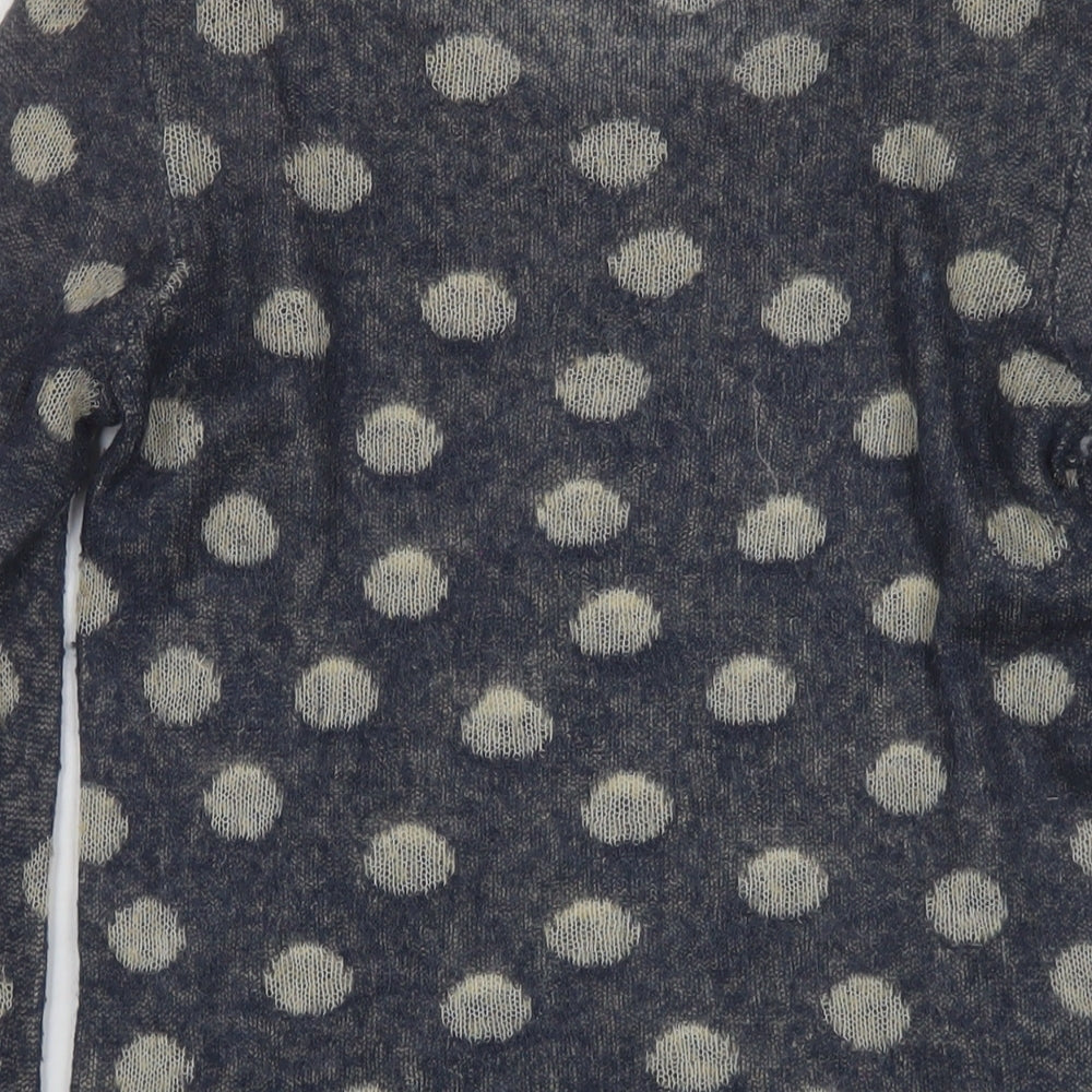 White Stuff Womens Blue Round Neck Polka Dot Acrylic Pullover Jumper Size 10