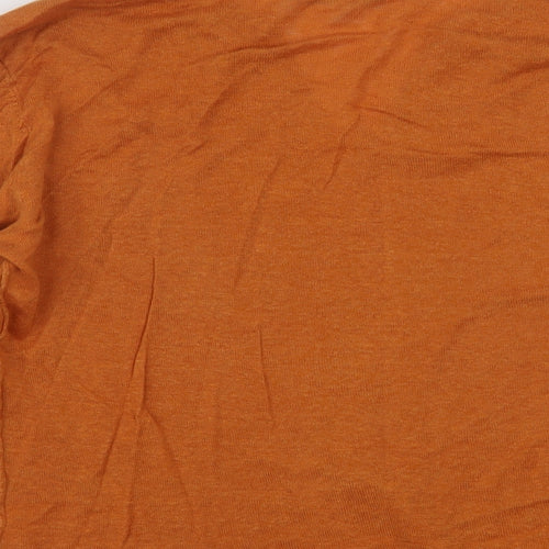 Gerard Darel Womens Orange V-Neck Linen Pullover Jumper Size 12