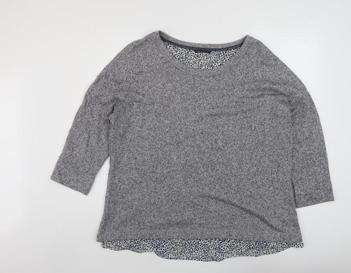 Marks and Spencer Womens Grey Round Neck Cotton Pullover Jumper Size 20