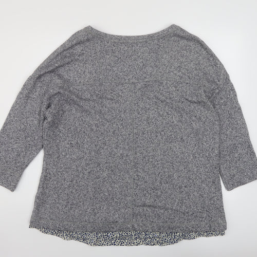 Marks and Spencer Womens Grey Round Neck Cotton Pullover Jumper Size 20