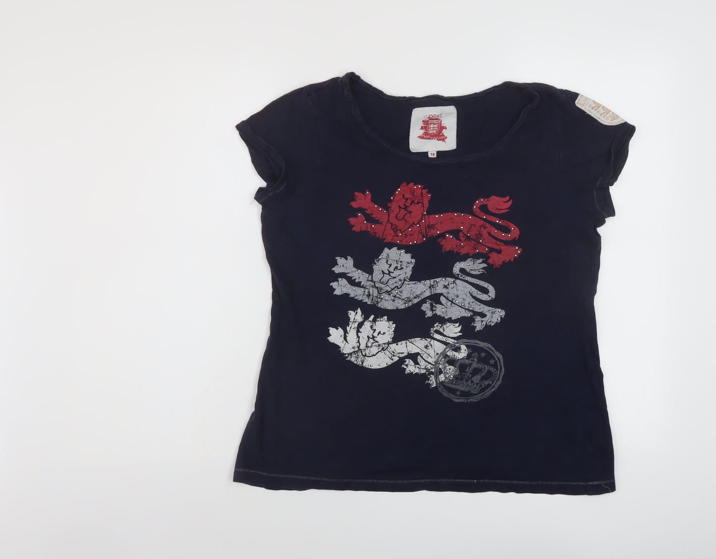 NEXT Womens Blue Cotton Basic T-Shirt Size 16 Round Neck - England