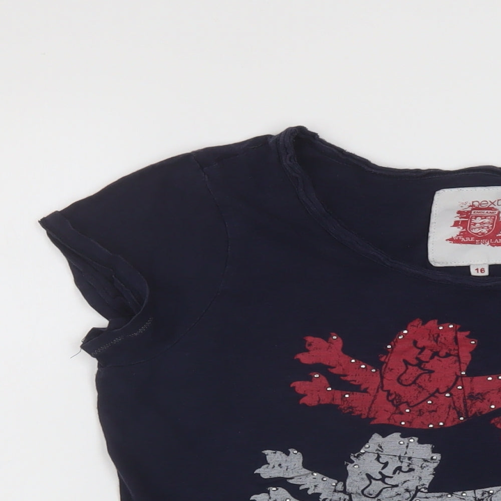 NEXT Womens Blue Cotton Basic T-Shirt Size 16 Round Neck - England