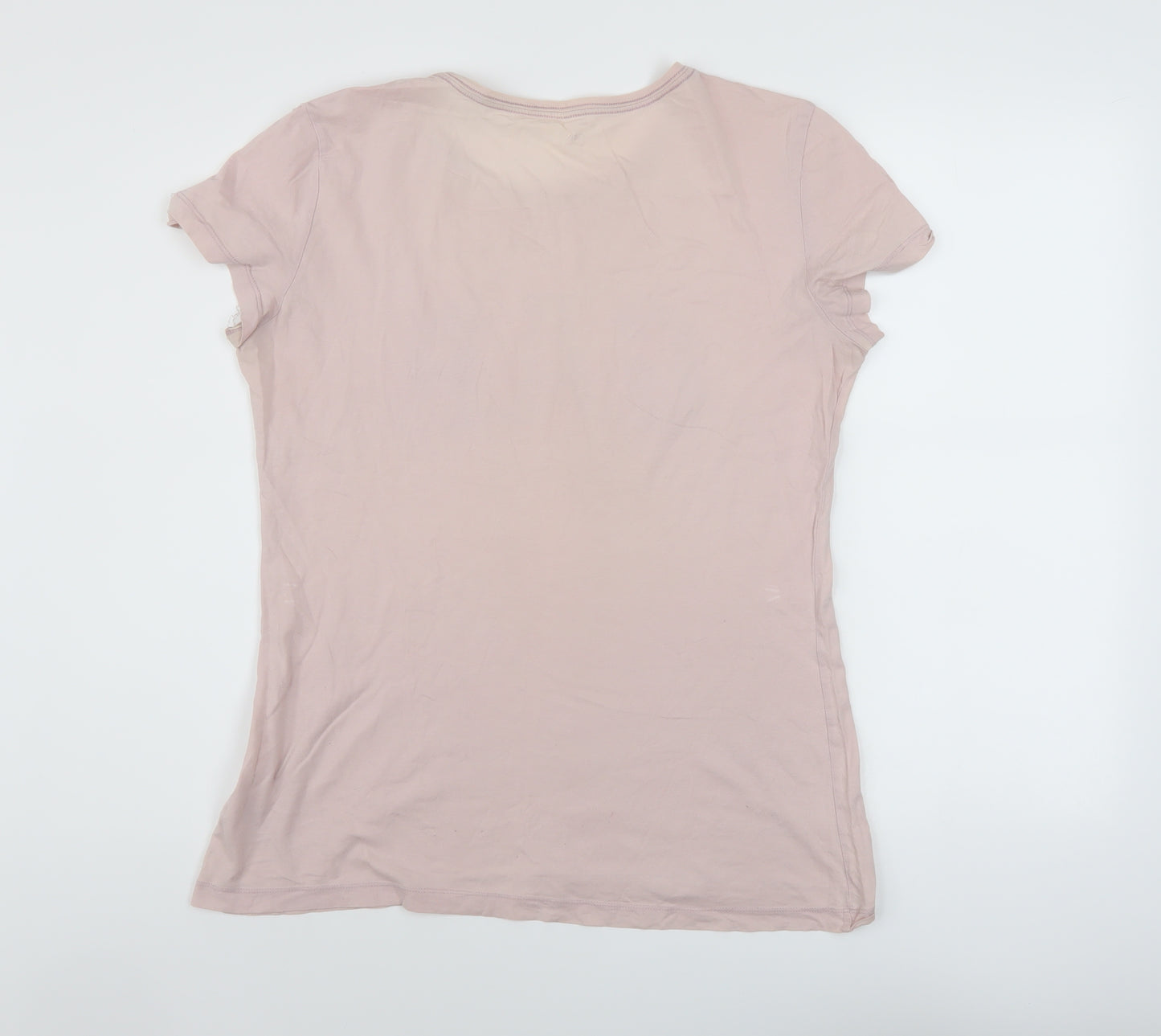 Gap Womens Pink Cotton Basic T-Shirt Size L Round Neck