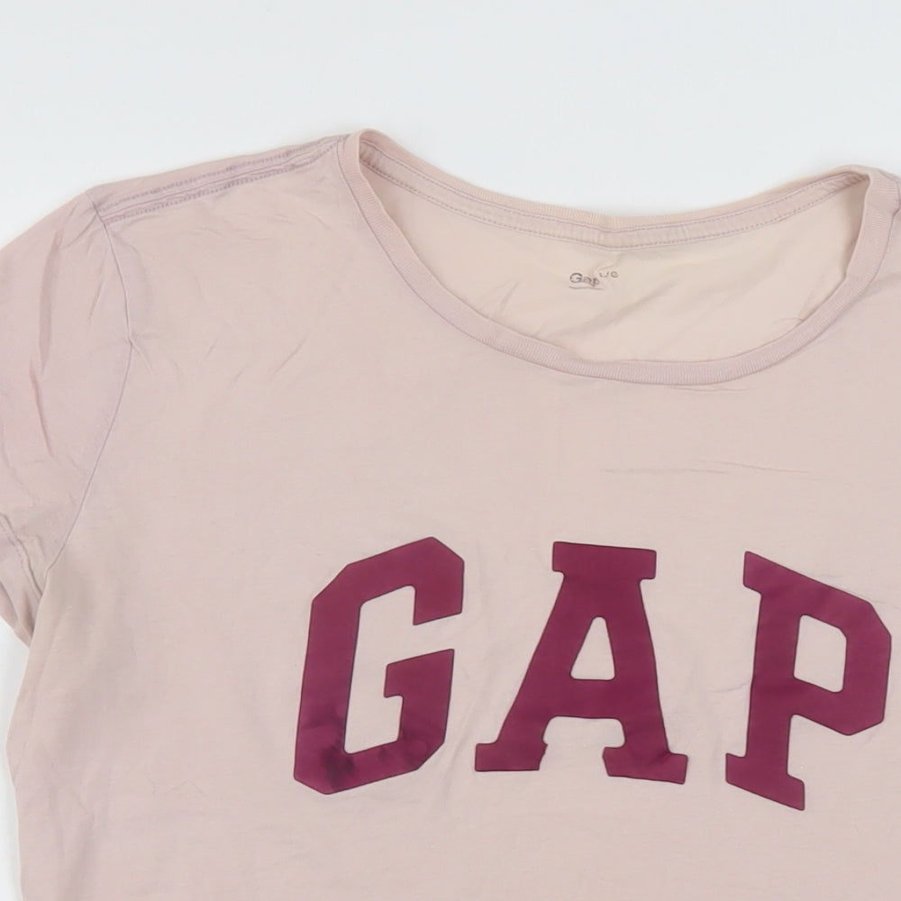 Gap Womens Pink Cotton Basic T-Shirt Size L Round Neck