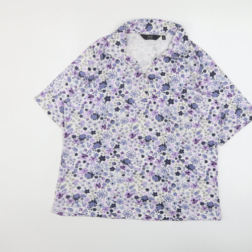 EWM Womens Multicoloured Floral Cotton Basic Polo Size 14 Collared