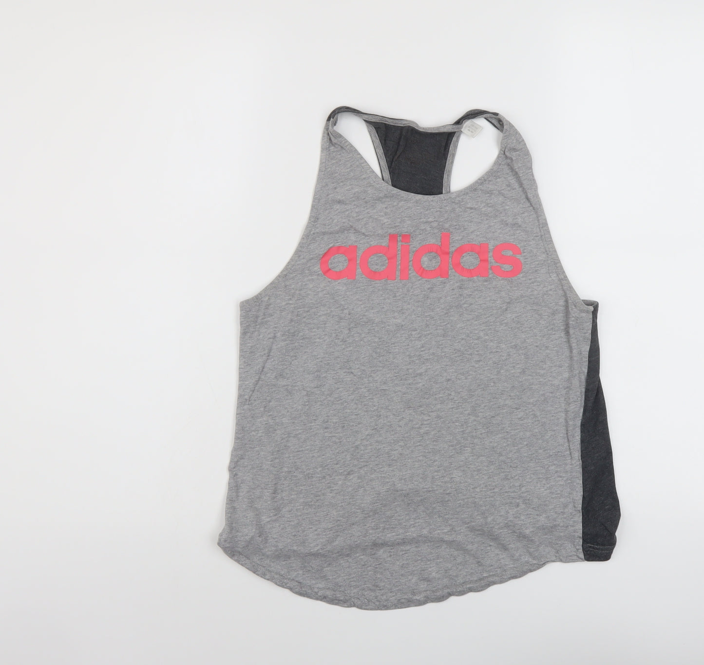 adidas Womens Grey Cotton Basic Polo Size S Round Neck Pullover