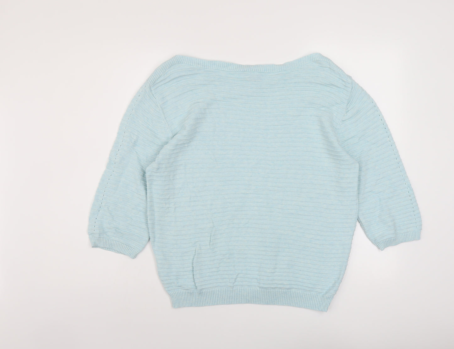 Marble Womens Blue Boat Neck Cotton Pullover Jumper Size 12