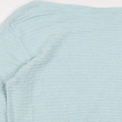 Marble Womens Blue Boat Neck Cotton Pullover Jumper Size 12