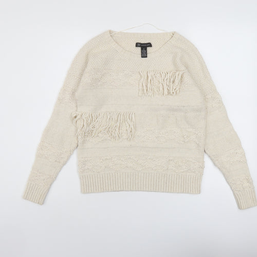 INC International Concepts Womens Ivory Round Neck Acrylic Pullover Jumper Size M