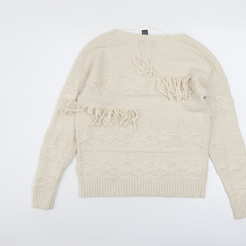 INC International Concepts Womens Ivory Round Neck Acrylic Pullover Jumper Size M