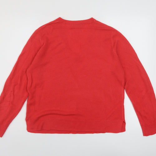 Marks and Spencer Womens Pink V-Neck Acrylic Pullover Jumper Size 14