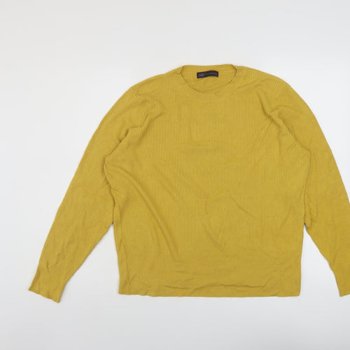 Marks and Spencer Womens Yellow Crew Neck Viscose Pullover Jumper Size 20