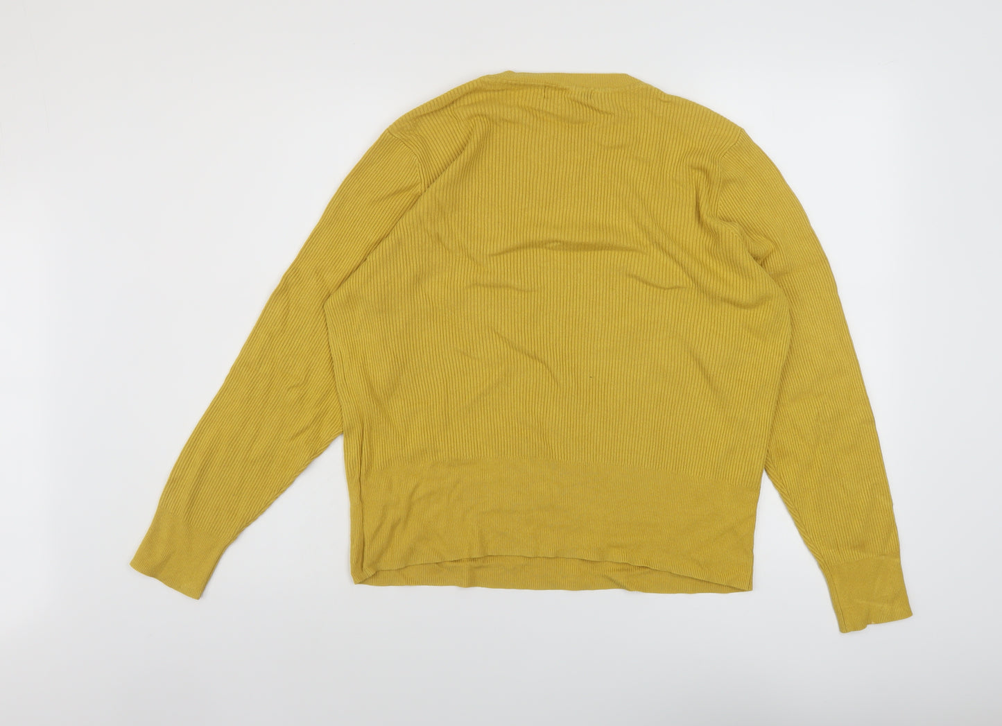 Marks and Spencer Womens Yellow Crew Neck Viscose Pullover Jumper Size 20