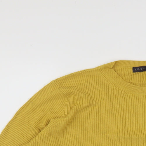 Marks and Spencer Womens Yellow Crew Neck Viscose Pullover Jumper Size 20