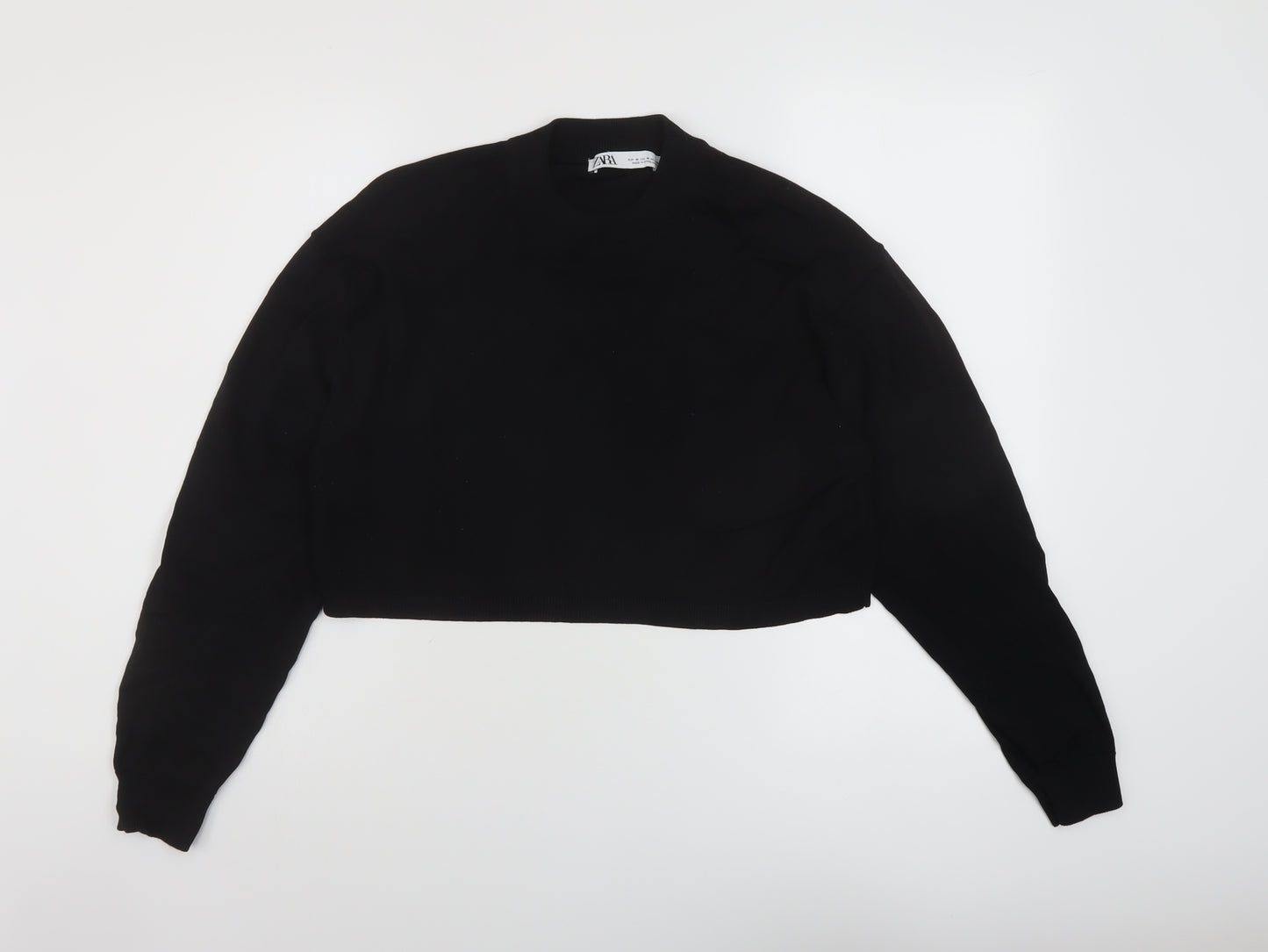 Zara Womens Black Mock Neck Viscose Pullover Jumper Size M