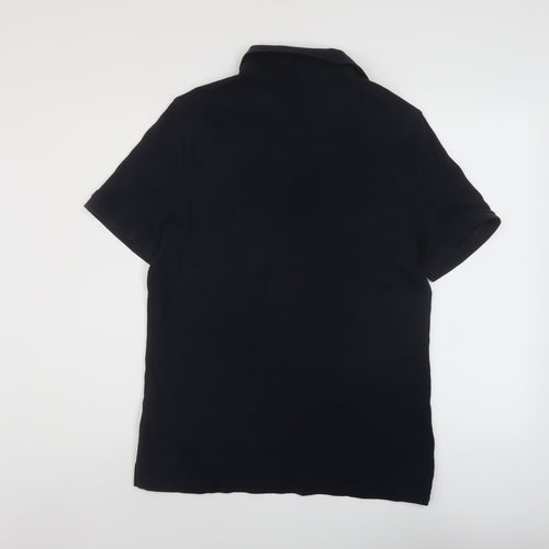 Marks and Spencer Mens Blue Cotton Polo Size M Collared Button