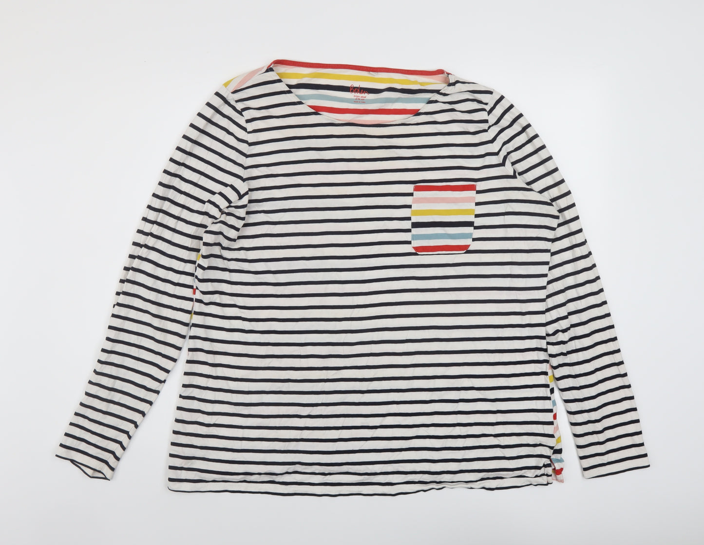 Boden Womens Multicoloured Striped Cotton Basic T-Shirt Size 22 Round Neck