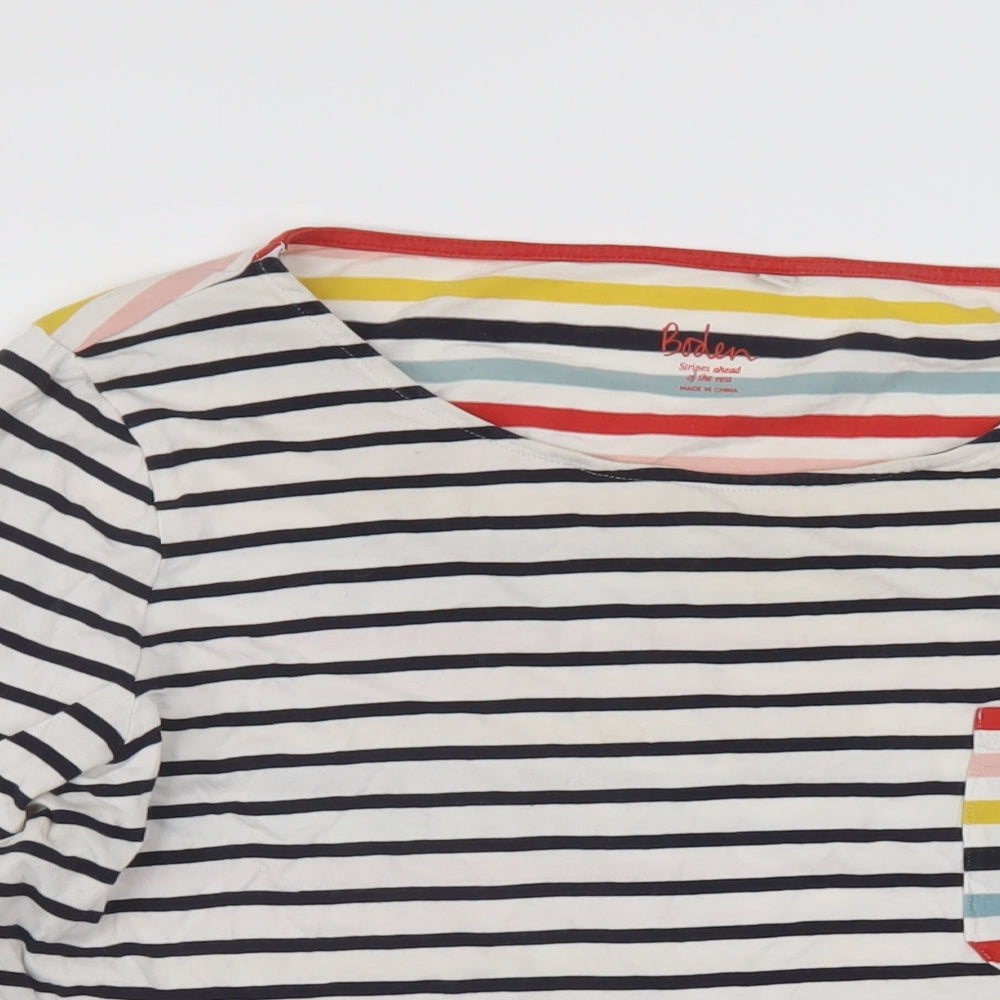 Boden Womens Multicoloured Striped Cotton Basic T-Shirt Size 22 Round Neck