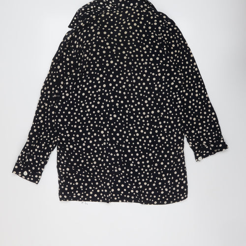 Pop England Womens Blue Polka Dot Viscose Basic Button-Up Size 10 V-Neck