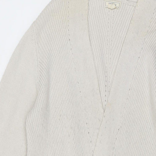 Fat Face Womens Ivory V-Neck Acrylic Cardigan Jumper Size 12