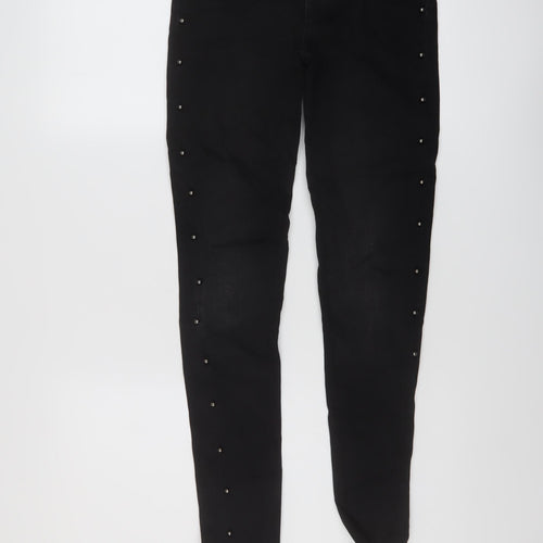 Zara Womens Black Cotton Skinny Jeans Size 6 L27 in Regular Button