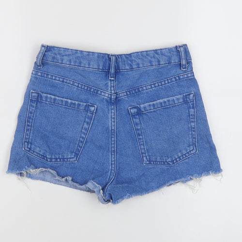 Topshop Womens Blue Cotton Mom Shorts Size 6 L3 in Regular Button