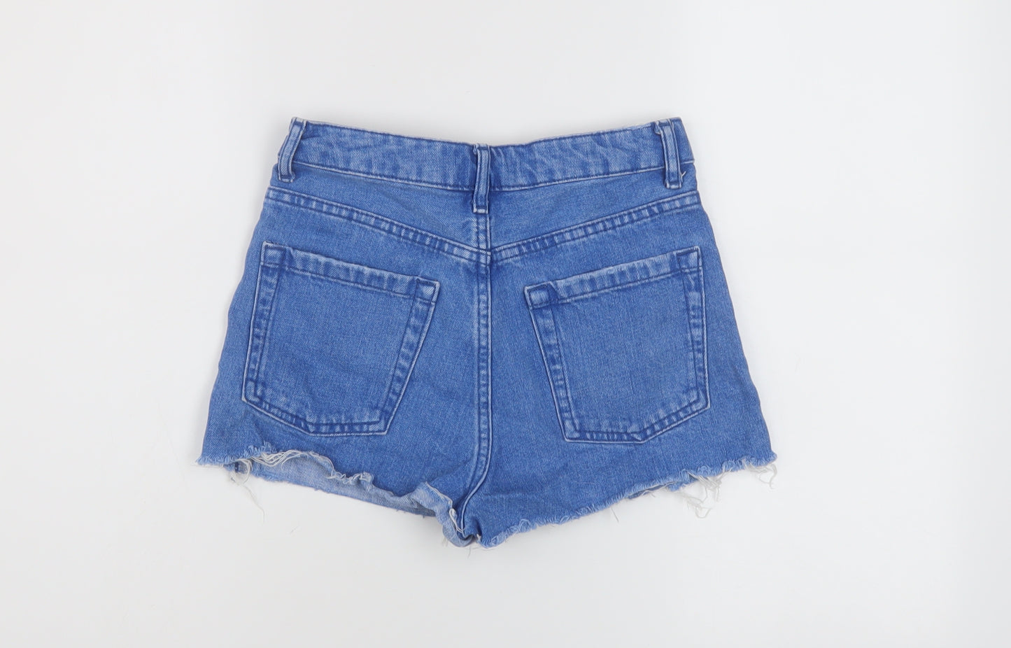 Topshop Womens Blue Cotton Mom Shorts Size 6 L3 in Regular Button
