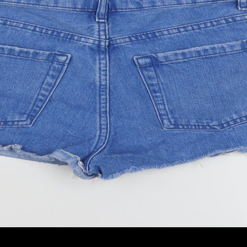 Topshop Womens Blue Cotton Mom Shorts Size 6 L3 in Regular Button