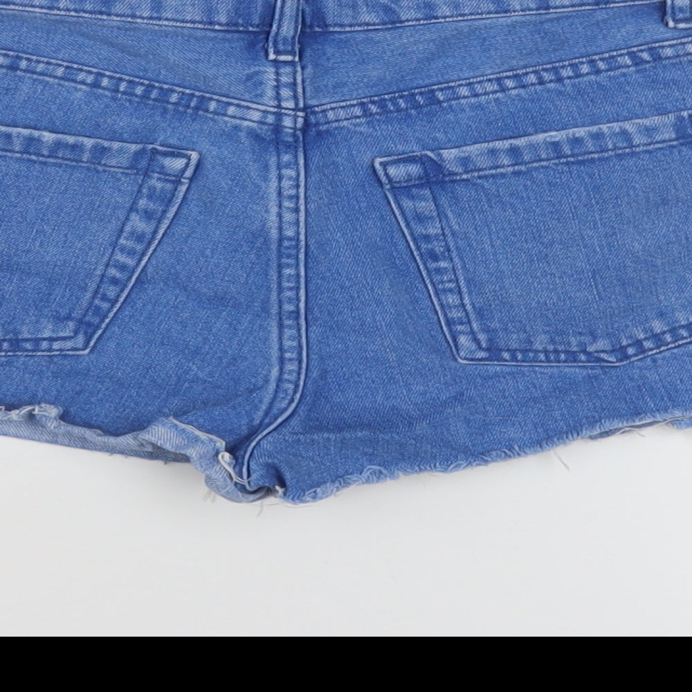 Topshop Womens Blue Cotton Mom Shorts Size 6 L3 in Regular Button