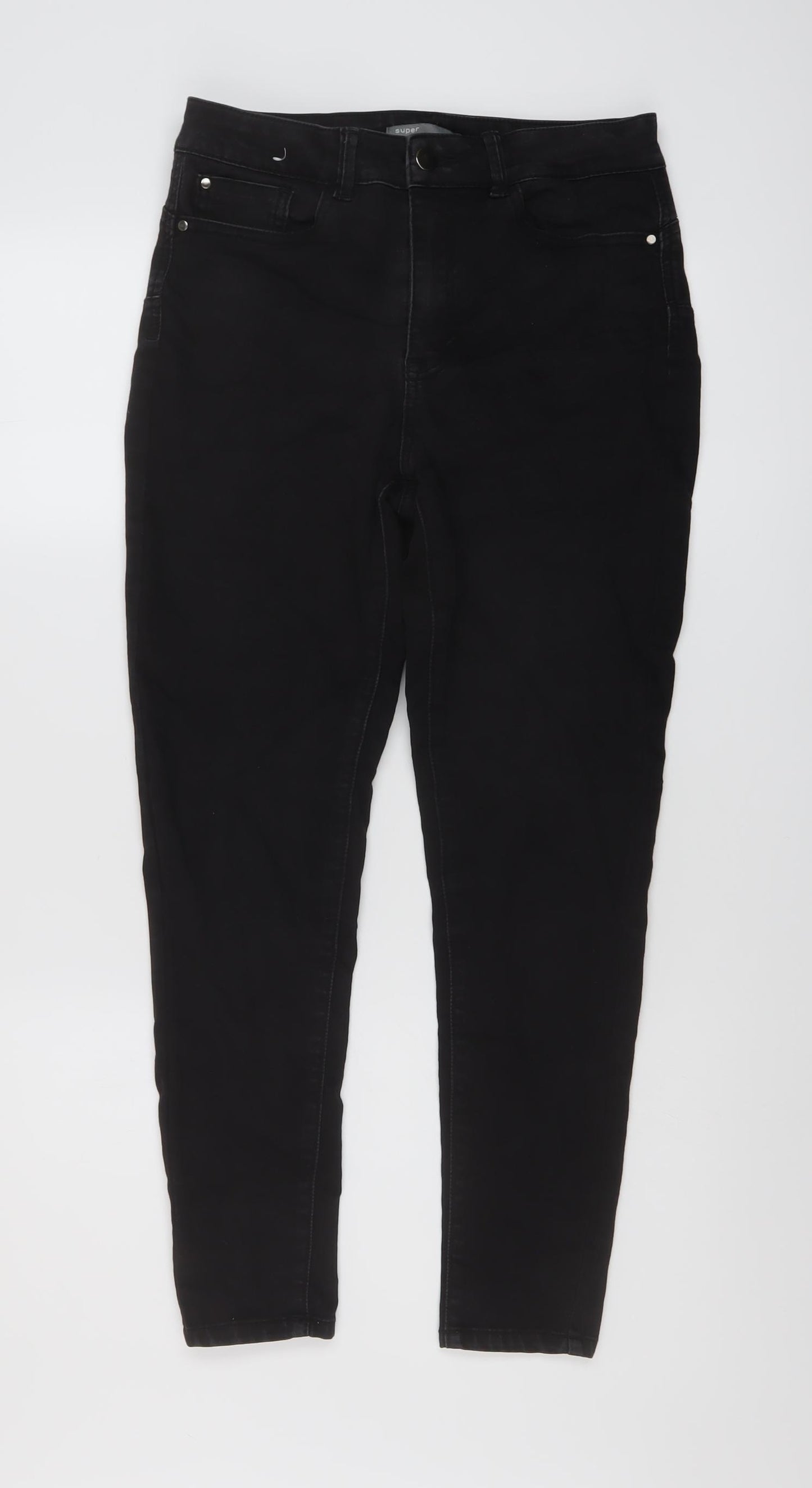 Nutmeg Womens Black Cotton Skinny Jeans Size 10 L26 in Regular Button