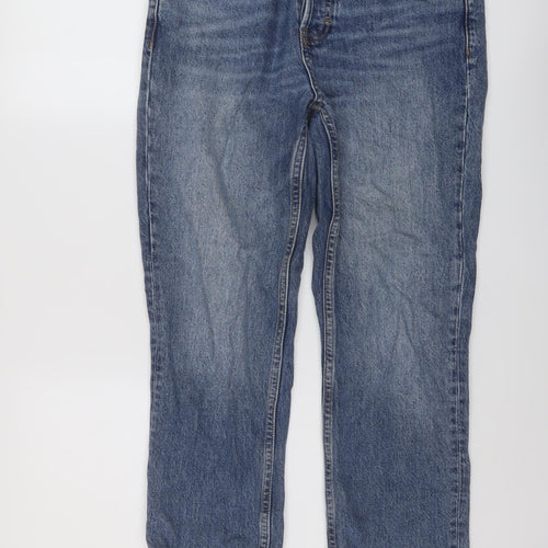 Topshop Womens Blue Cotton Mom Jeans Size 28 L25 in Regular Button