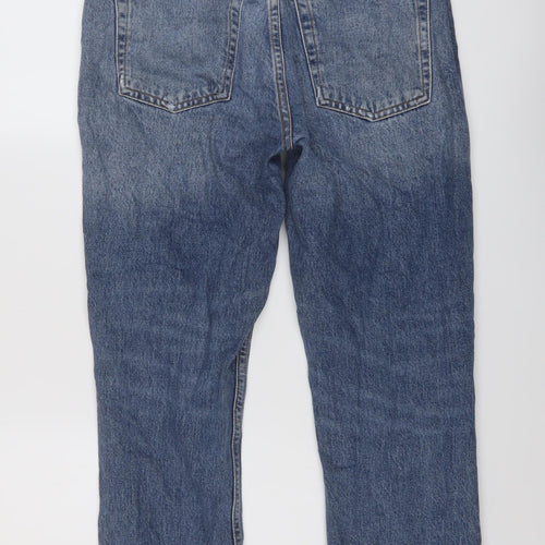 Topshop Womens Blue Cotton Mom Jeans Size 28 L25 in Regular Button