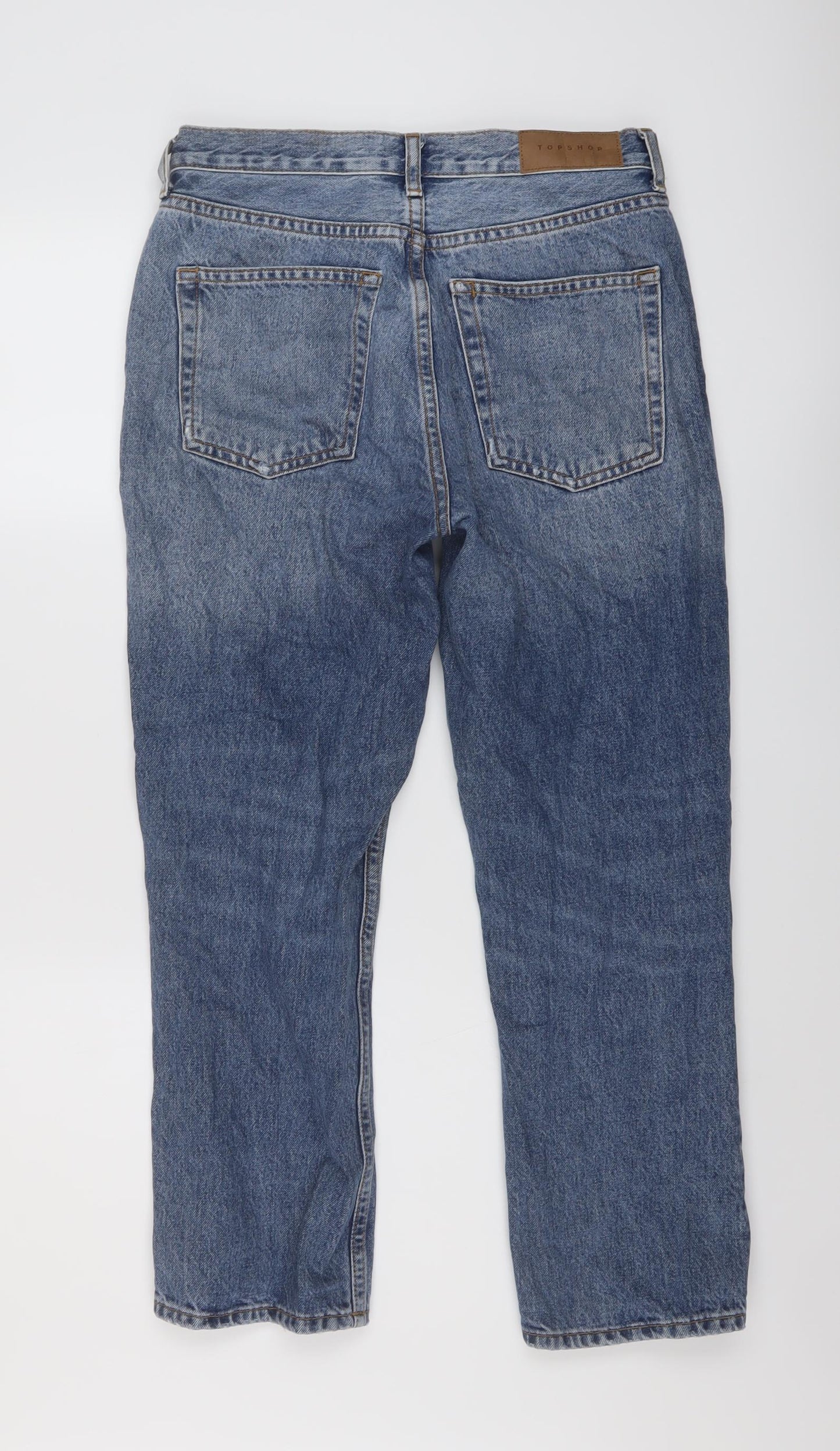 Topshop Womens Blue Cotton Mom Jeans Size 28 L25 in Regular Button