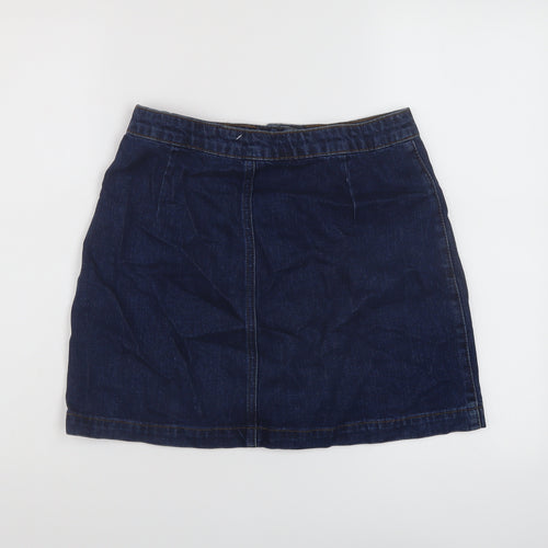 Topshop Womens Blue Cotton Mini Skirt Size 28 in Button